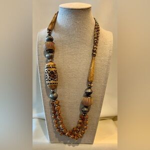 Stone and Silver Hand Carved Necklace